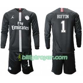 Billige Fotballdrakter Paris Saint-Germain BUFFON 1 Jodan Svart Barn Tredjedraktsett 2018/19 Langermet